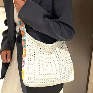 Light Creme Crochet Crossbody/Shoulder Bag